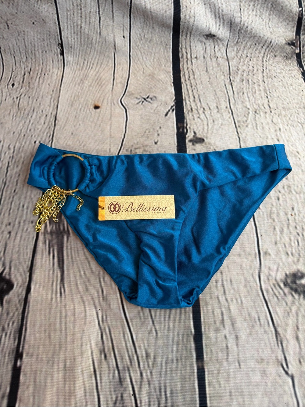 BELLISIMA‎ Teal Bikini Bottom with Gold Chain Detail